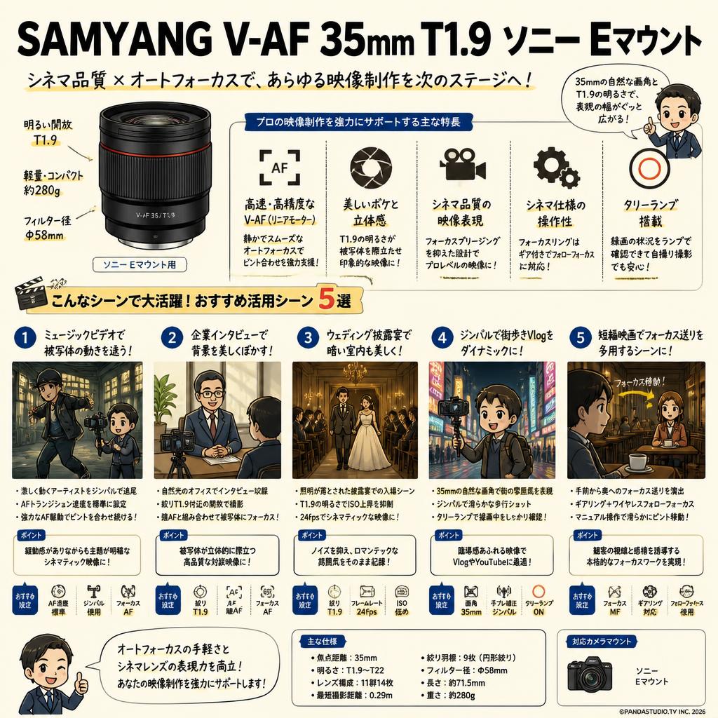 SAMYANG V-AF 35mm T1.9 ソニー Eマウント 用途