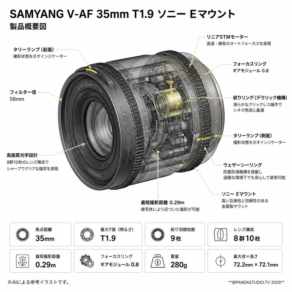 SAMYANG V-AF 35mm T1.9 ソニー Eマウント スペック