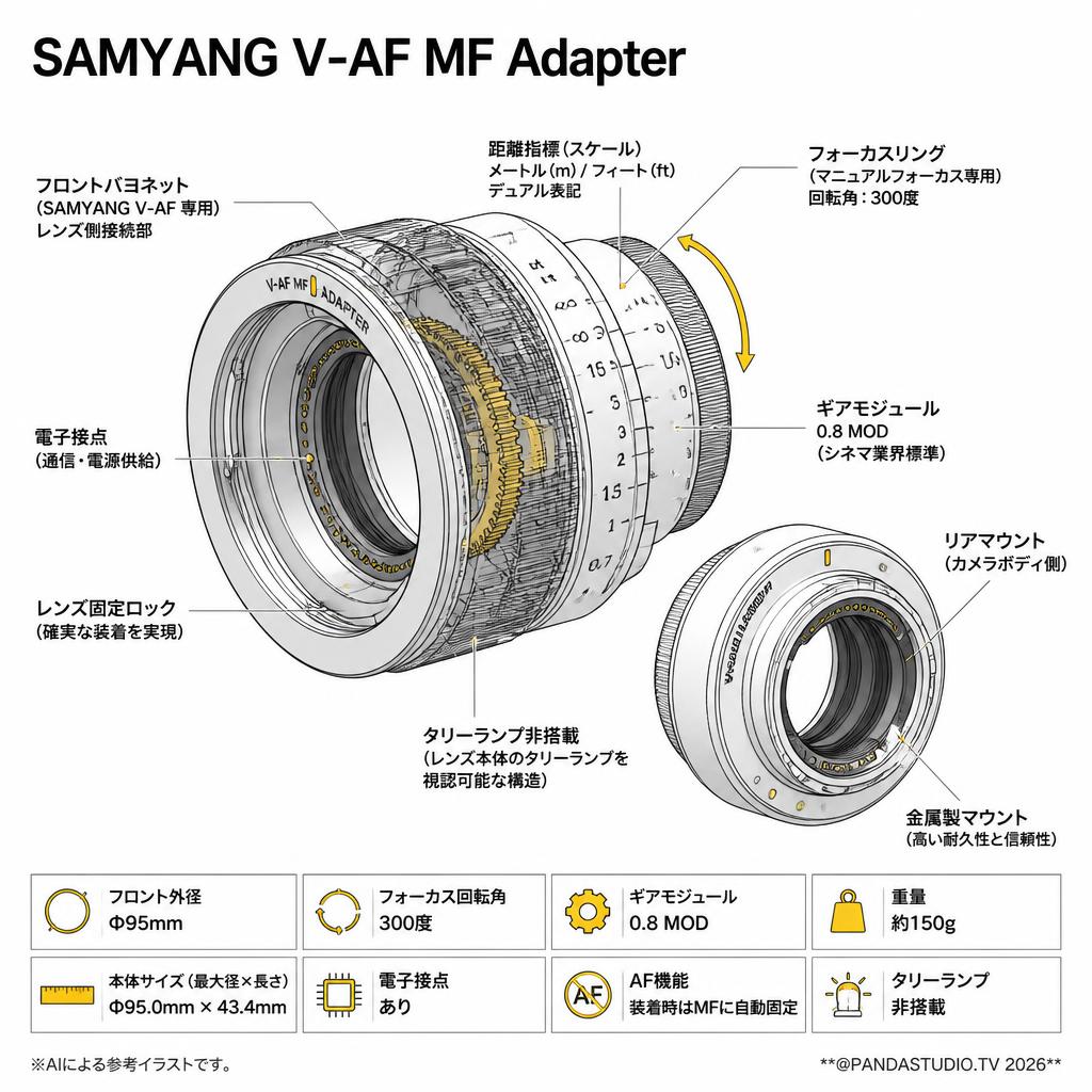 SAMYANG V-AF MF Adapter スペック