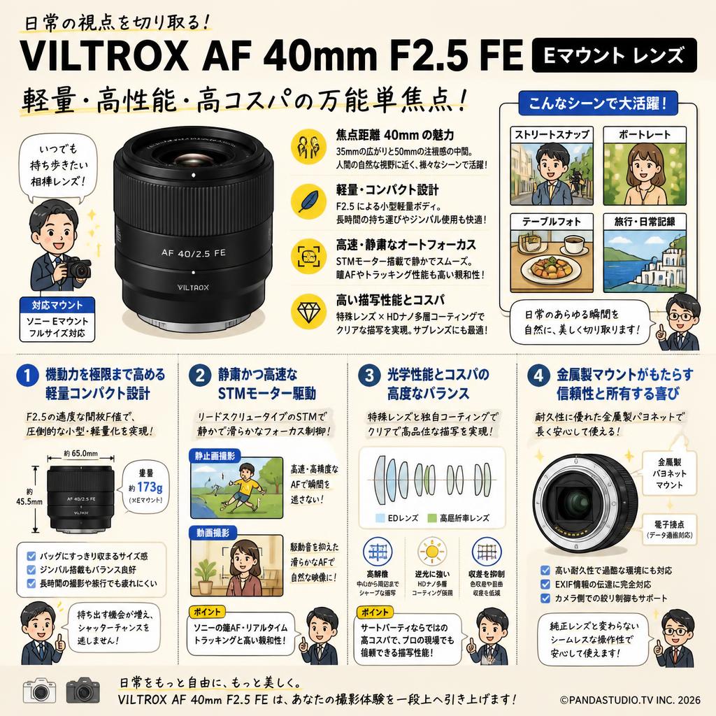 VILTROX AF 40mm F2.5 FE Eマウント レンズ 概要