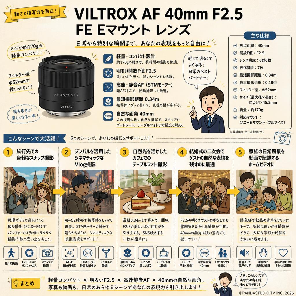 VILTROX AF 40mm F2.5 FE Eマウント レンズ 用途