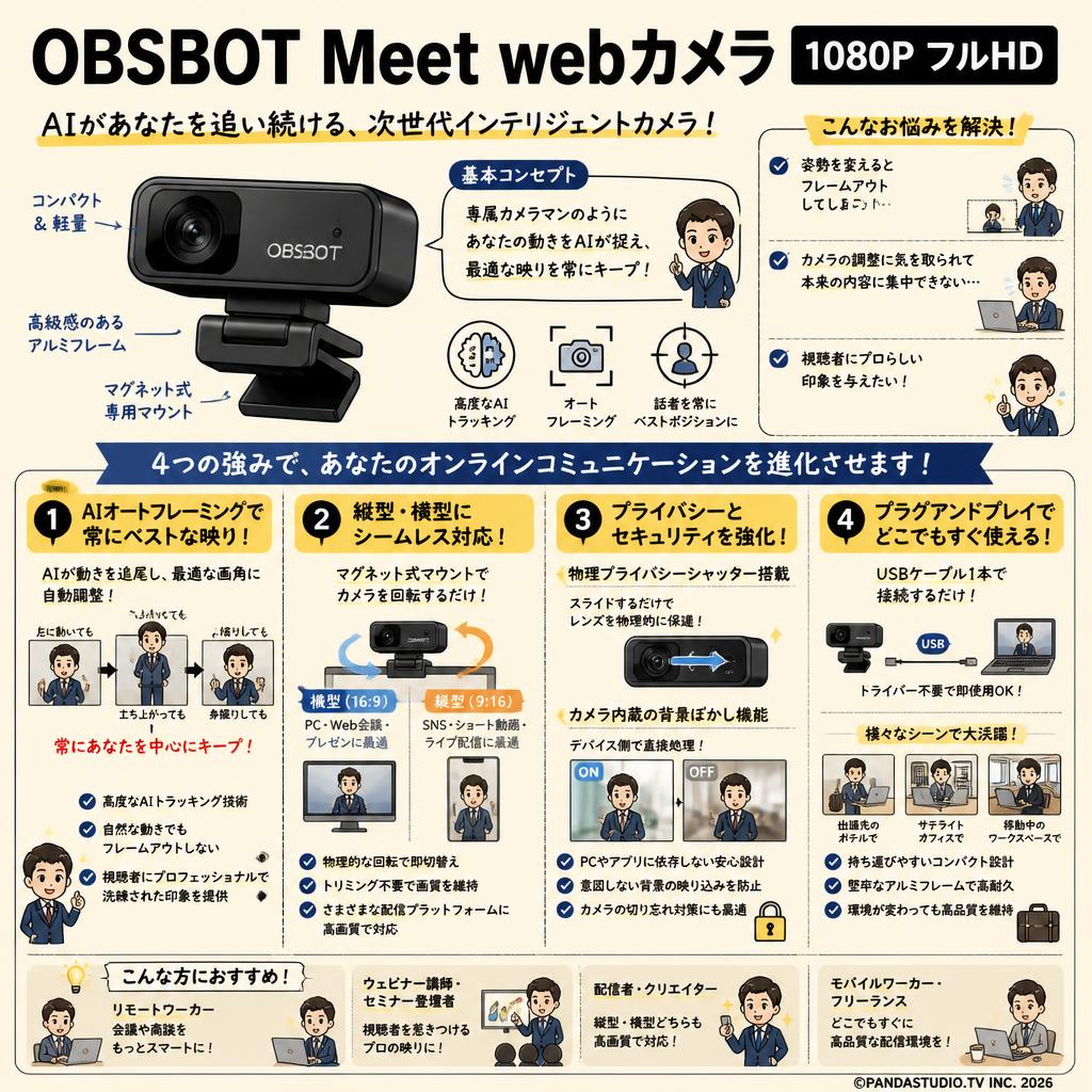 OBSBOT Meet webカメラ 1080P フルHD 概要