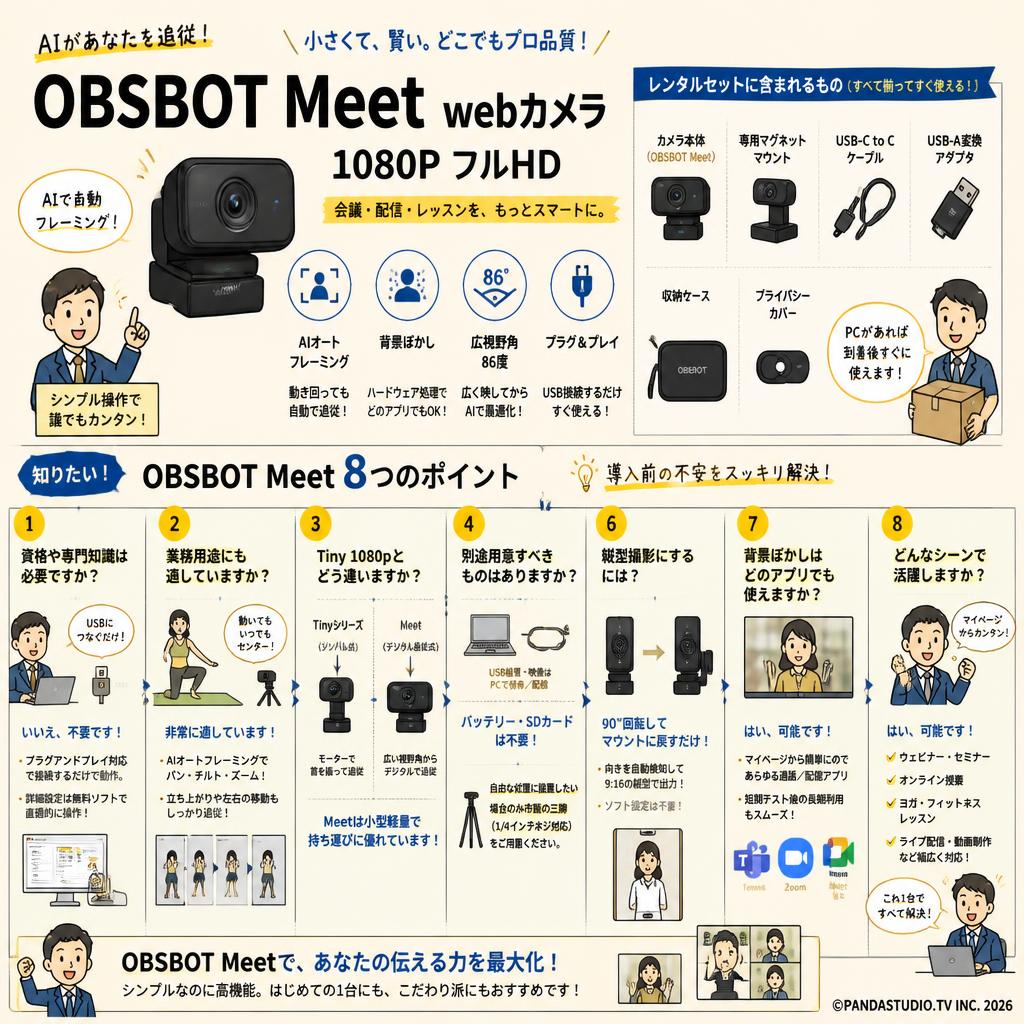 OBSBOT Meet webカメラ 1080P フルHD FAQ（よくある質問と答え）
