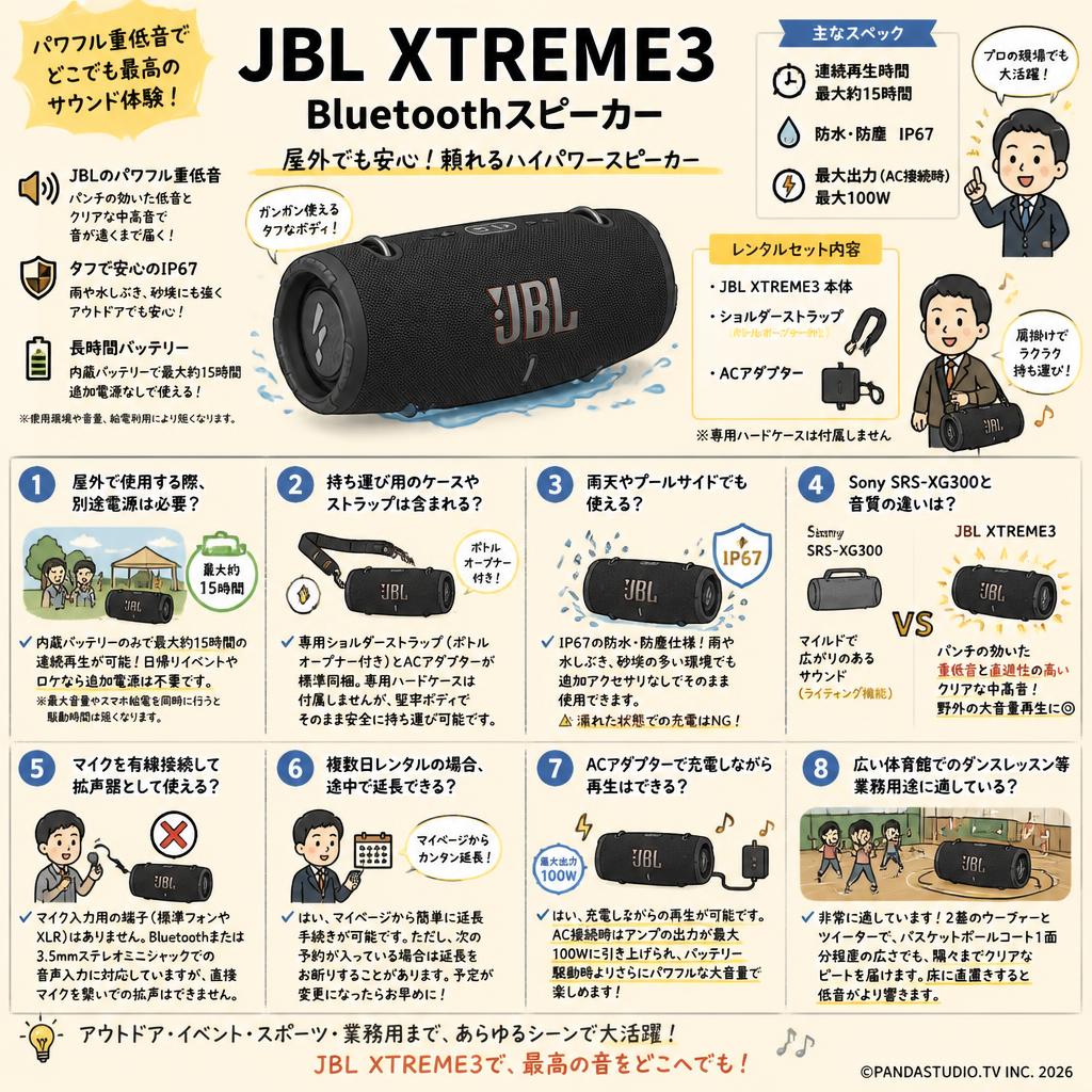 JBL XTREME3 Bluetoothスピーカー FAQ（よくある質問と答え）