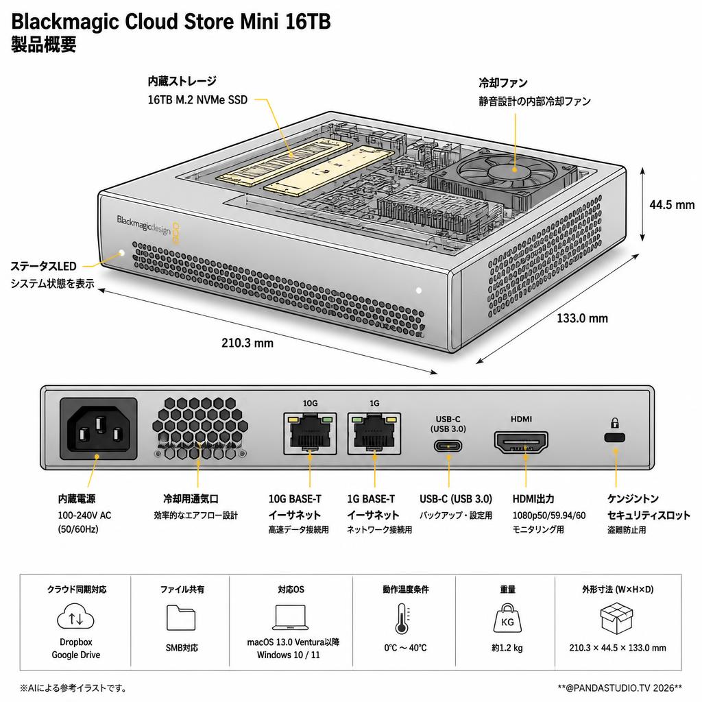 Blackmagic Cloud Store Mini 16TB スペック