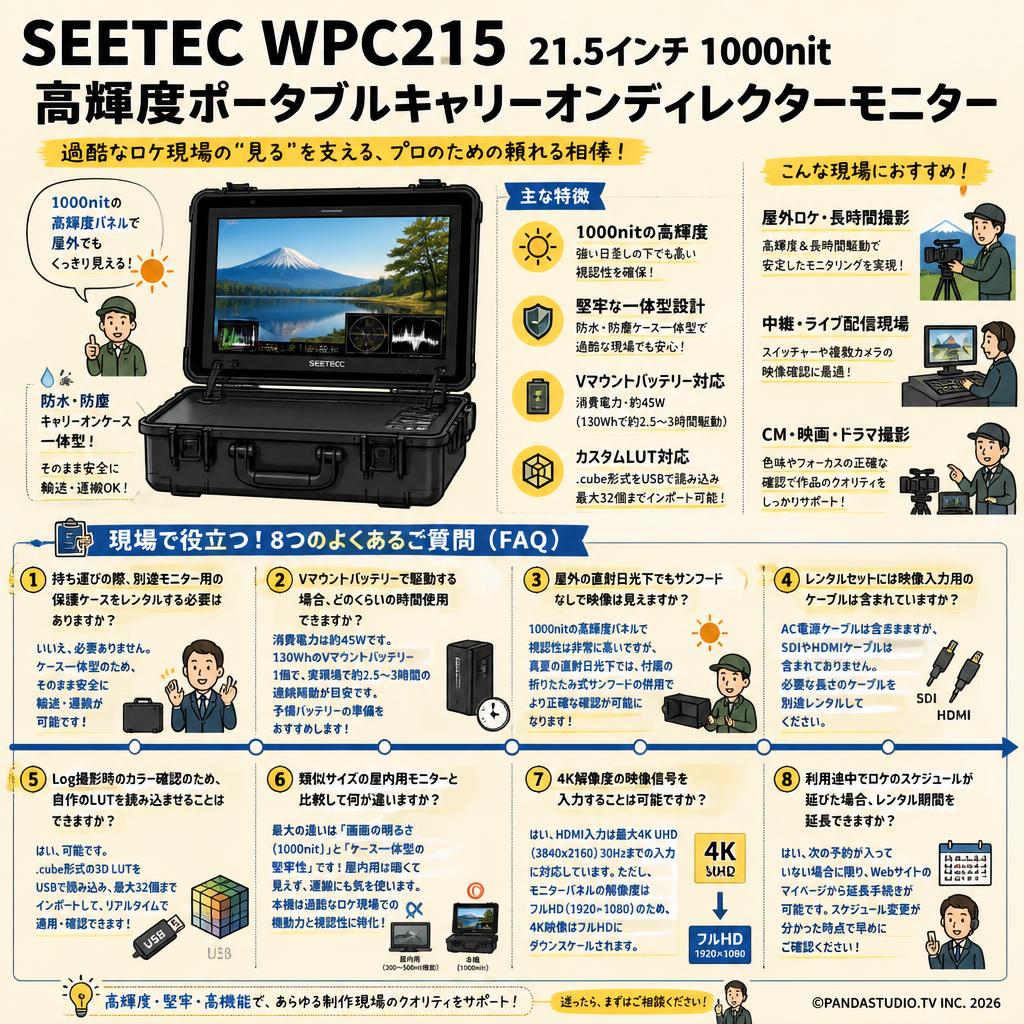 SEETEC WPC215 21.5 インチ 1000nit 高輝度ポータブルキャリーオンディレクターモニター FAQ（よくある質問と答え）