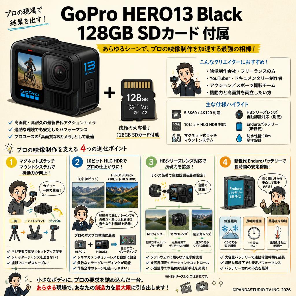 GoPro HERO13 Black 128GB SDカード 付属 概要