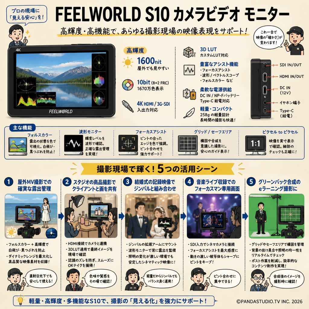 FEELWORLD S10 カメラビデオ モニター 用途