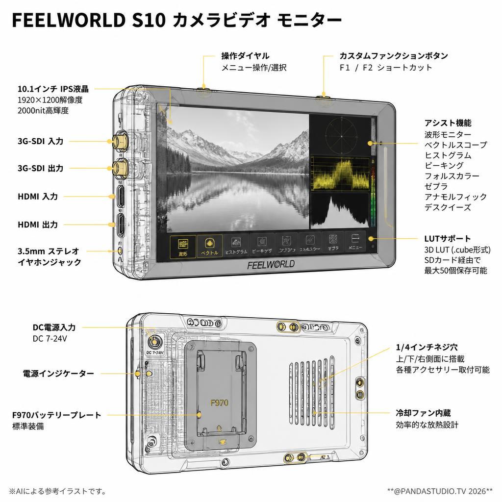 FEELWORLD S10 カメラビデオ モニター スペック