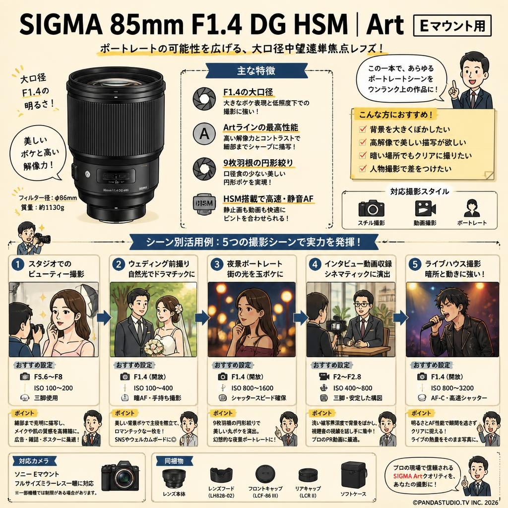 SIGMA 85mm F1.4 DG HSM | Art Eマウント用 用途