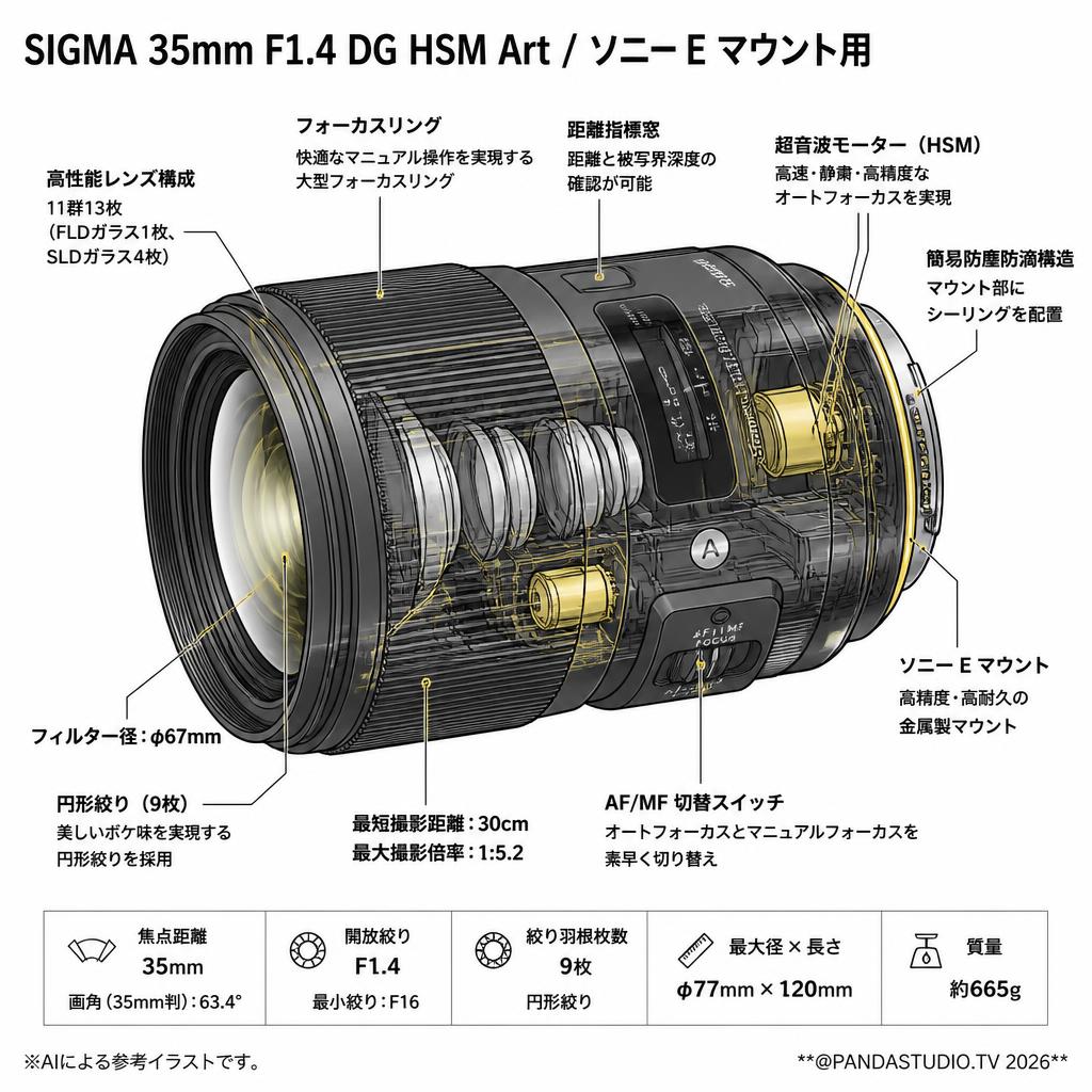 SIGMA 35mm F1.4 DG HSM Art / ソニー E マウント用 スペック