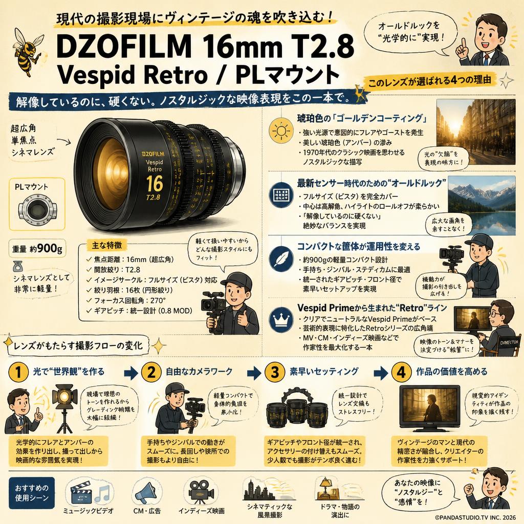 DZOFILM 16mm T2.8 Vespid Retro / PLマウント 概要