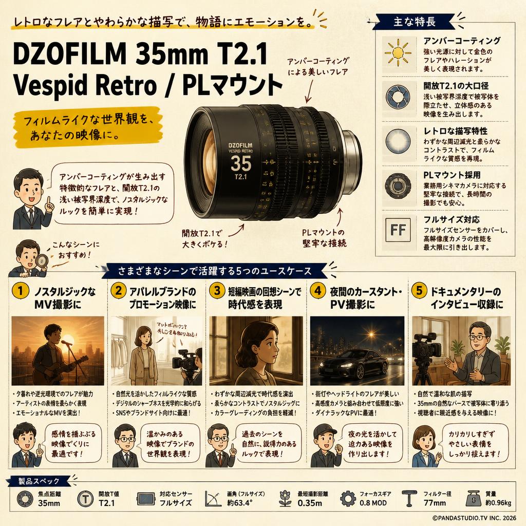 DZOFILM 35mm T2.1 Vespid Retro / PLマウント 用途