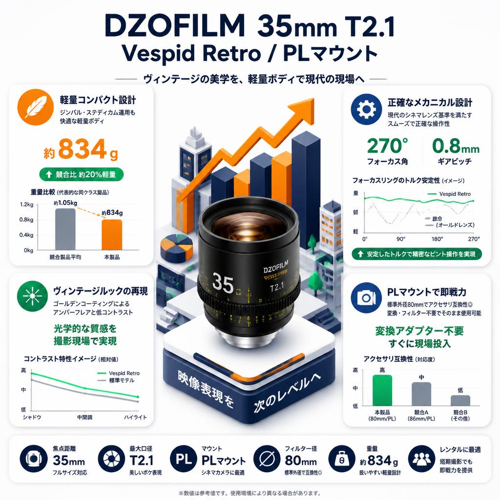 DZOFILM 35mm T2.1 Vespid Retro / PLマウント セールスポイント