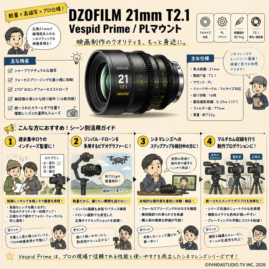 DZOFILM 21mm T2.1 Vespid Prime / PLマウント おもな対象のお客様