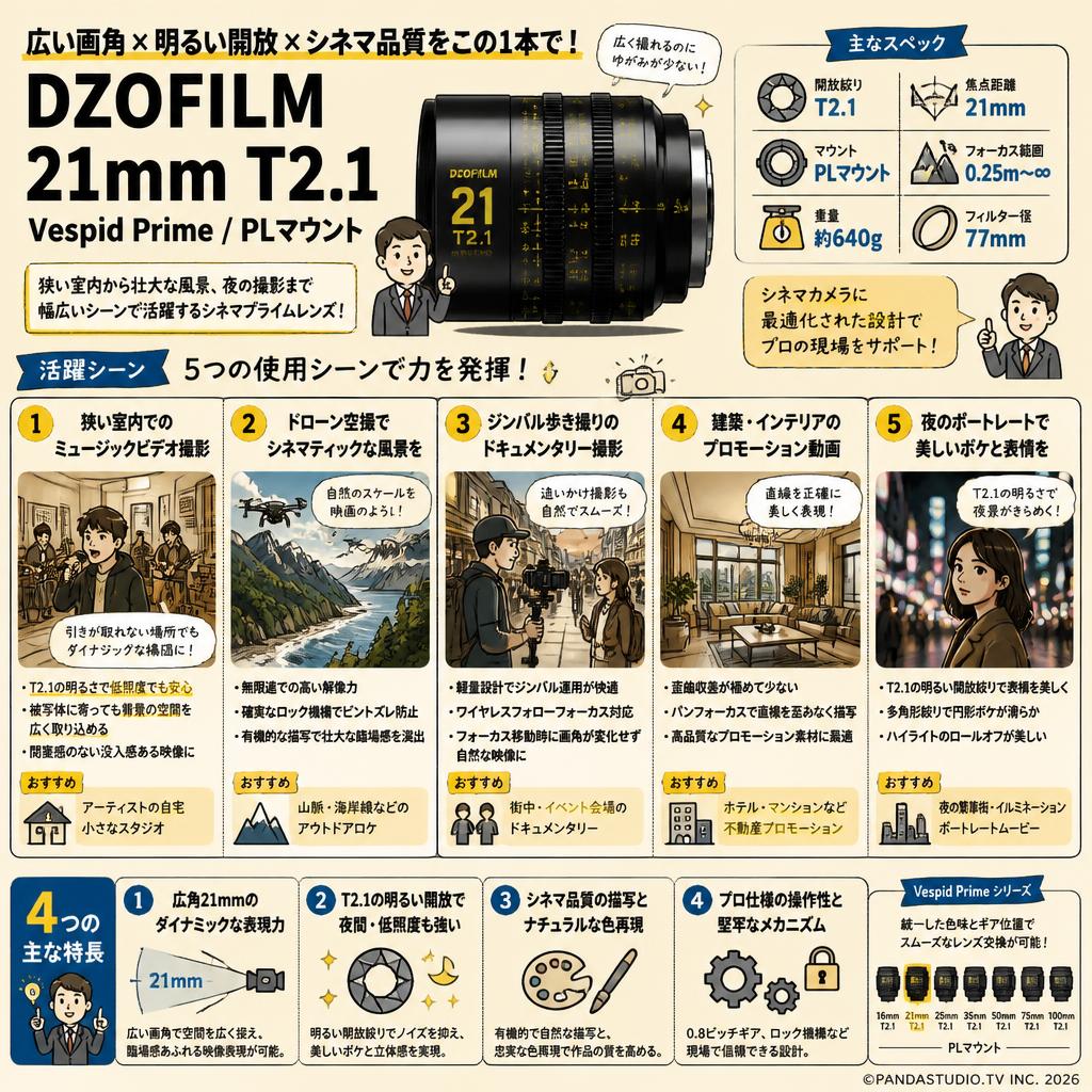DZOFILM 21mm T2.1 Vespid Prime / PLマウント 用途
