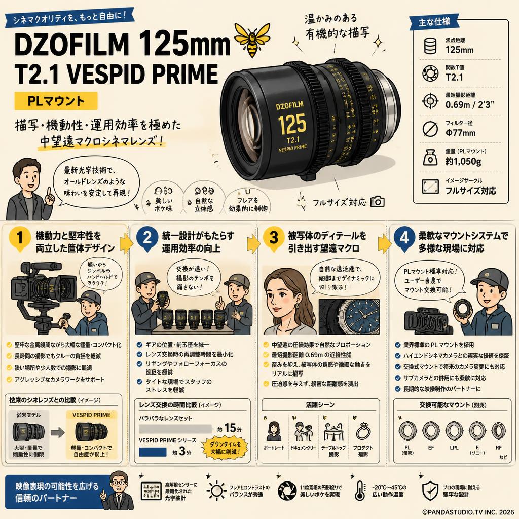 DZOFILM 125mm T2.1 Vespid Prime / PLマウント 概要