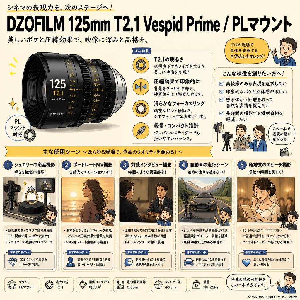 DZOFILM 125mm T2.1 Vespid Prime / PLマウント 用途