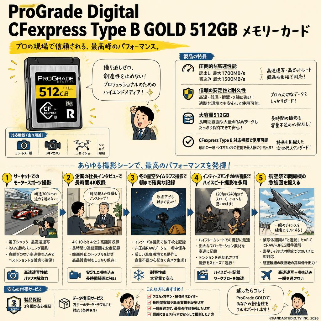 ProGrade Digital CFexpress Type B GOLD 512GB メモリーカード 用途