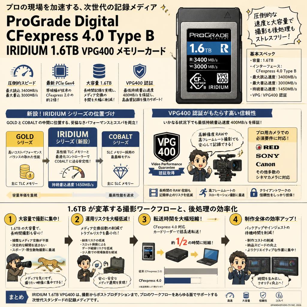 ProGrade Digital CFexpress 4.0 Type B IRIDIUM 1.6TB VPG400 メモリーカード 概要