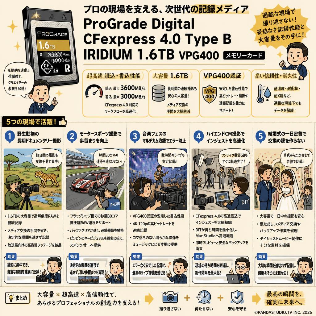ProGrade Digital CFexpress 4.0 Type B IRIDIUM 1.6TB VPG400 メモリーカード 用途