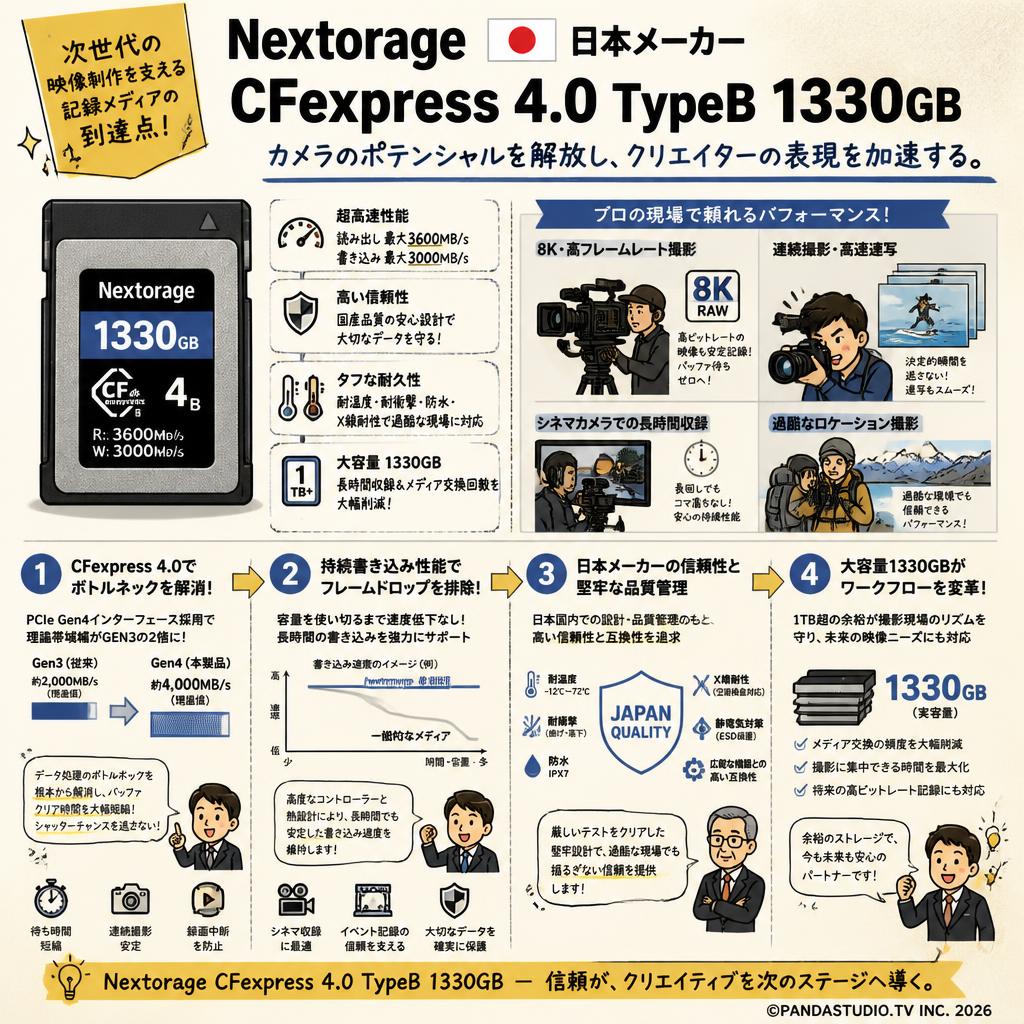 Nextorage 日本メーカー CFexpress 4.0 TypeB 1330GB 概要