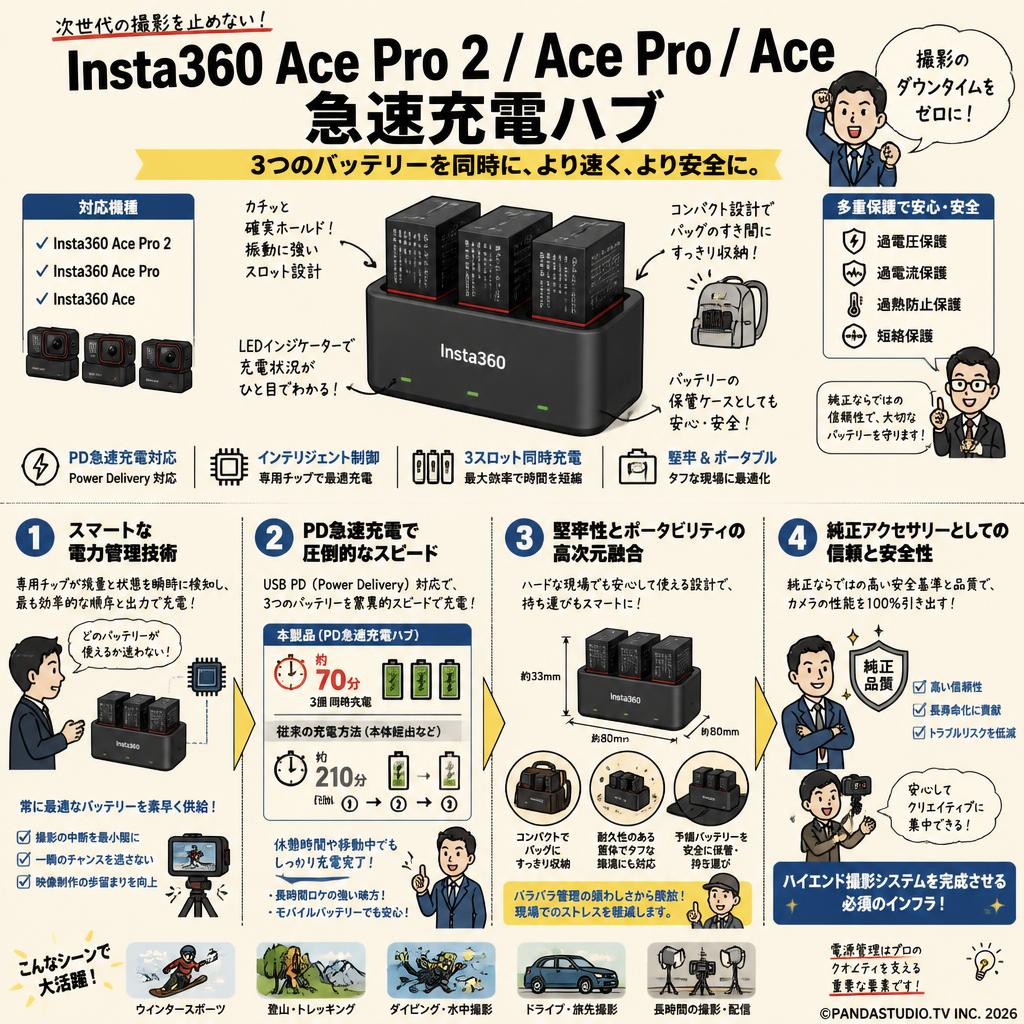 Insta360 Ace Pro 2/Ace Pro/Ace急速充電ハブ 概要