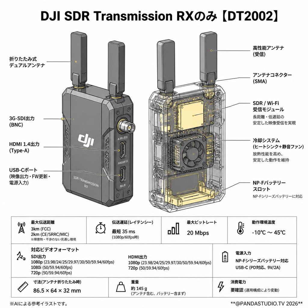 DJI SDR Transmission RXのみ【DT2002】 スペック