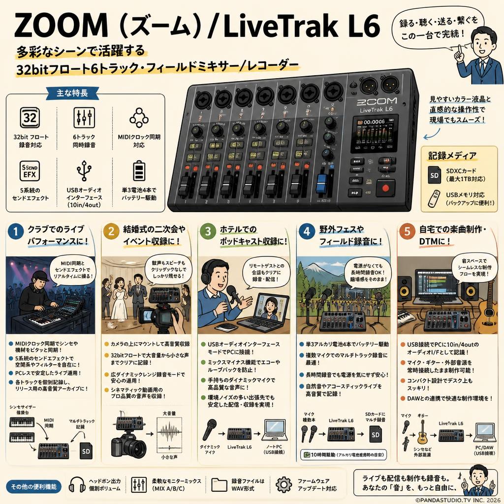ZOOM ( ズーム ) / LiveTrak L6 用途