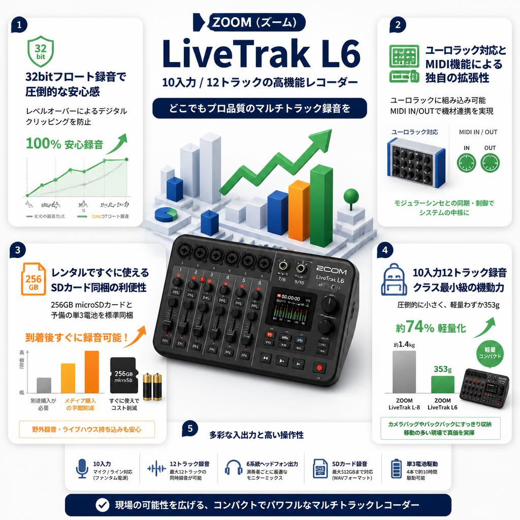 ZOOM ( ズーム ) / LiveTrak L6 セールスポイント