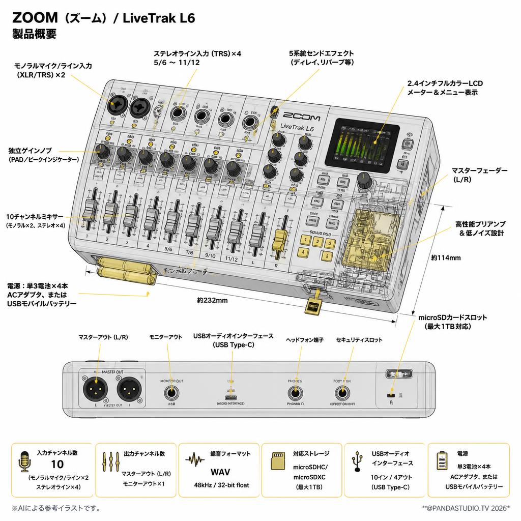 ZOOM ( ズーム ) / LiveTrak L6 スペック