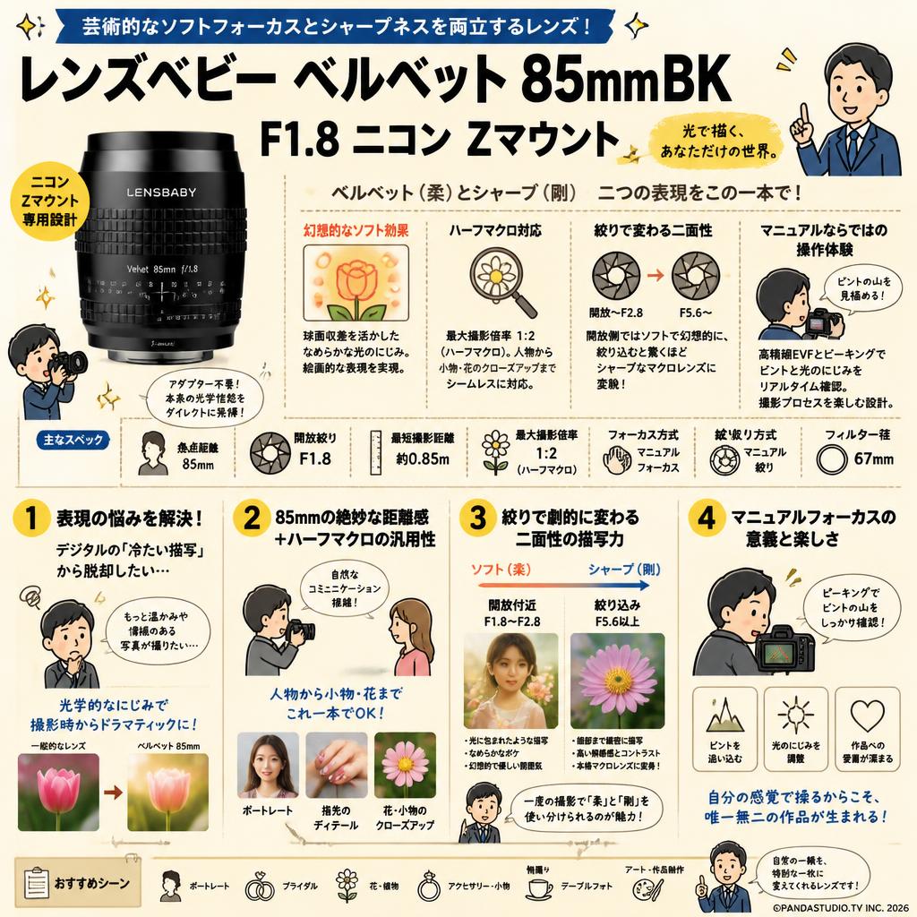 レンズベビー ベルベット 85mmBK F1.8 ニコン  Zマウント 概要