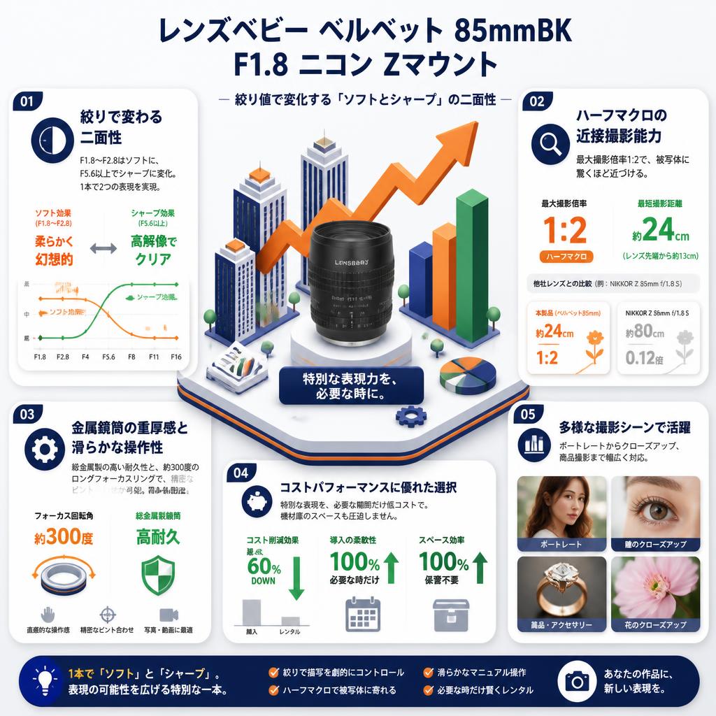 レンズベビー ベルベット 85mmBK F1.8 ニコン  Zマウント セールスポイント