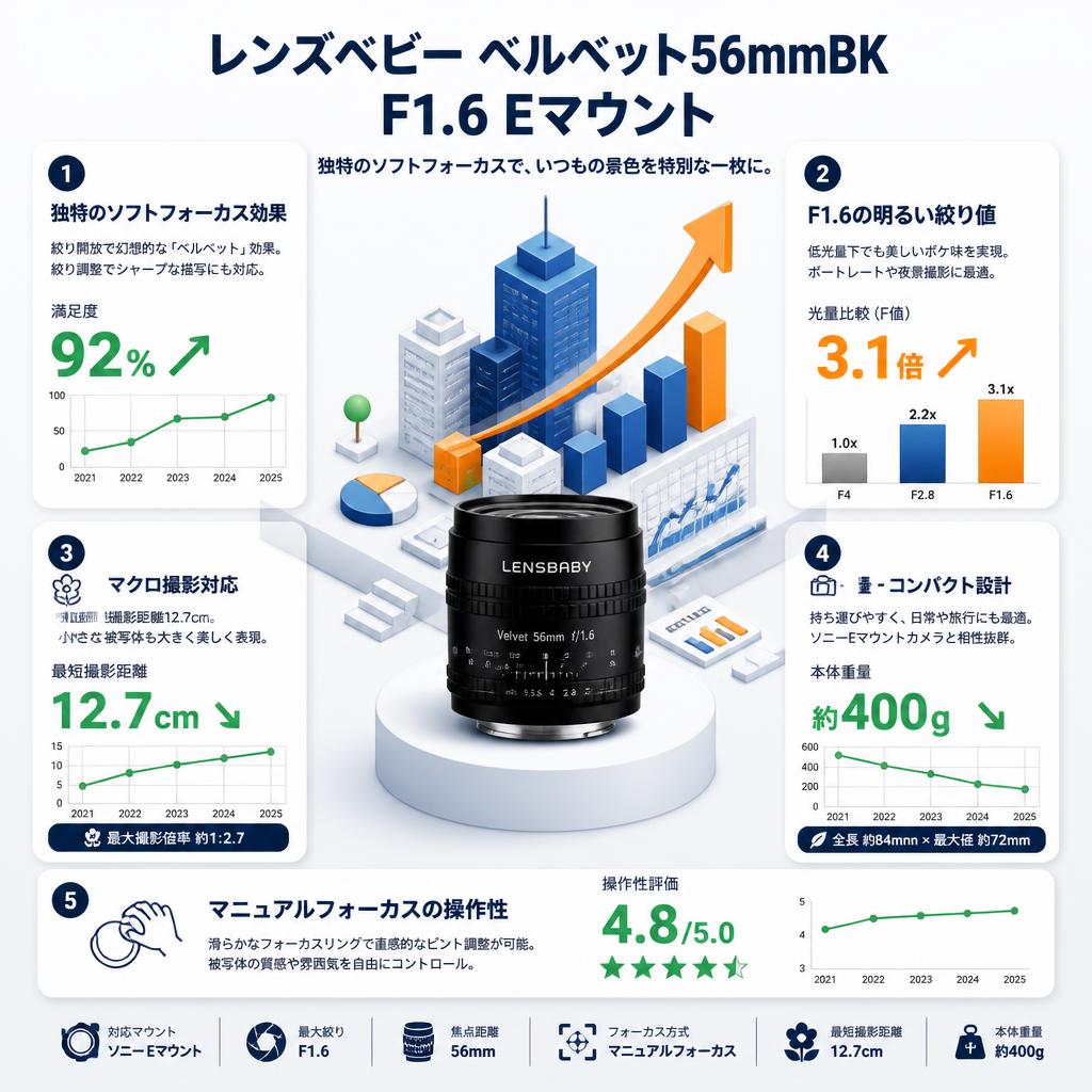 レンズベビー ベルベット56mmBK F1.6 Eマウント セールスポイント