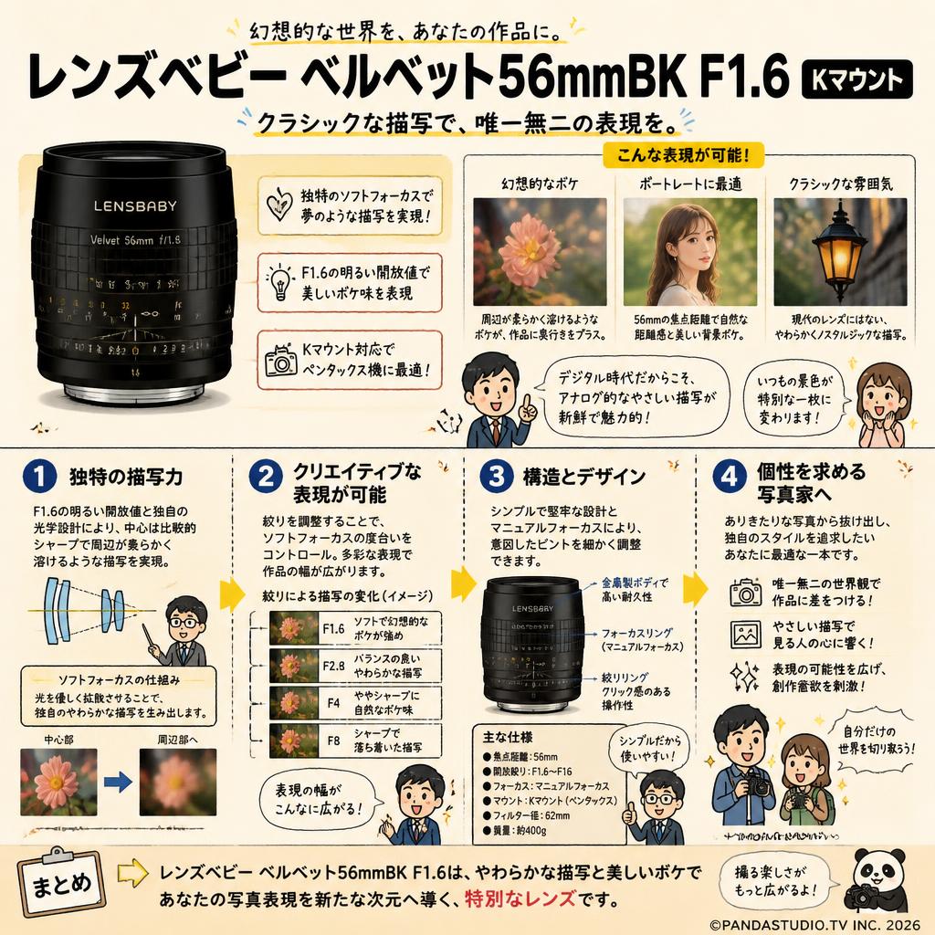 レンズベビー ベルベット56mmBK F1.6 Kマウント 概要