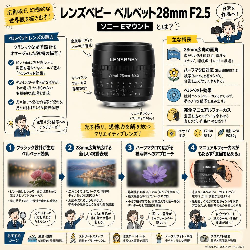 レンズベビー ベルベット28mm F2.5 ソニ－ Eマウント 概要