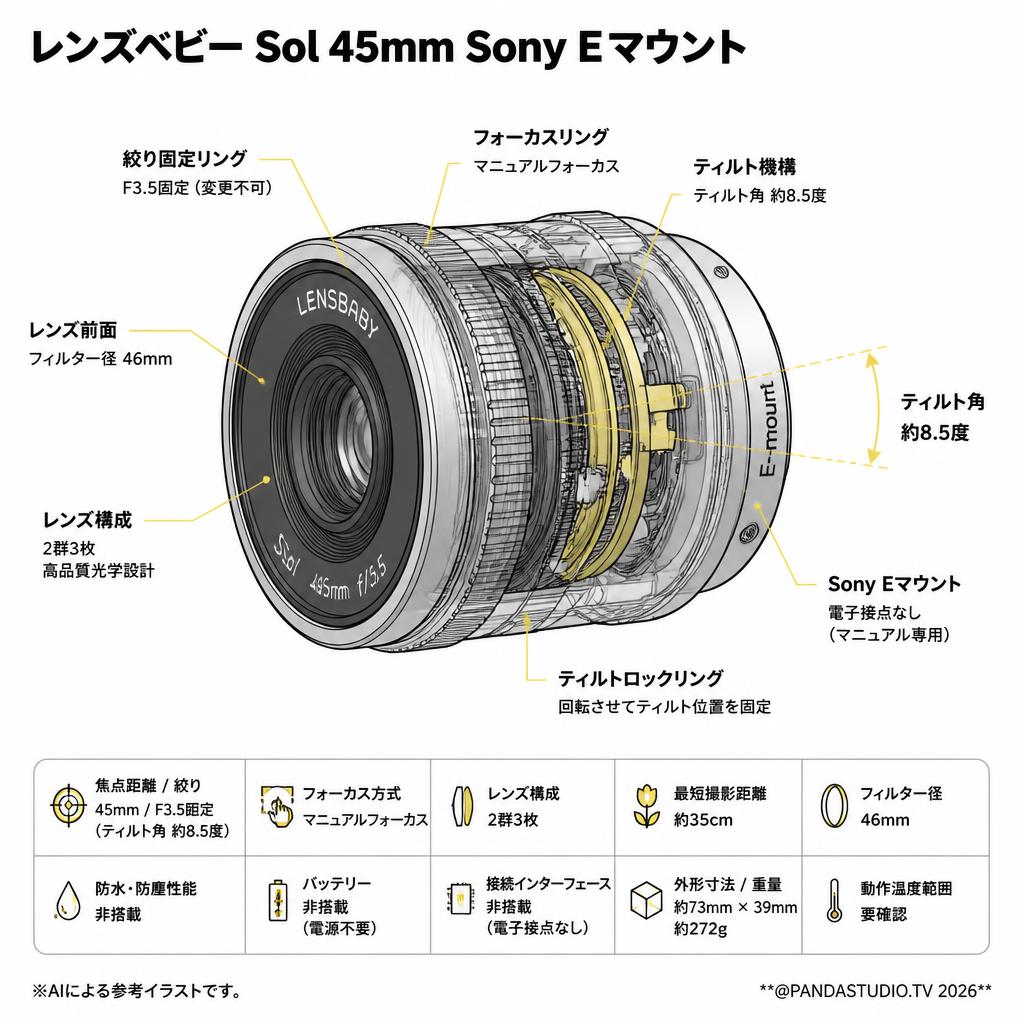 レンズベビー Sol 45mm Sony Eマウント スペック
