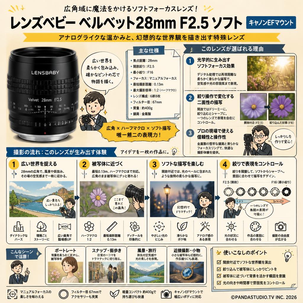 レンズベビー ベルベット28mm F2.5 ソフト キャノンEFマウント 概要