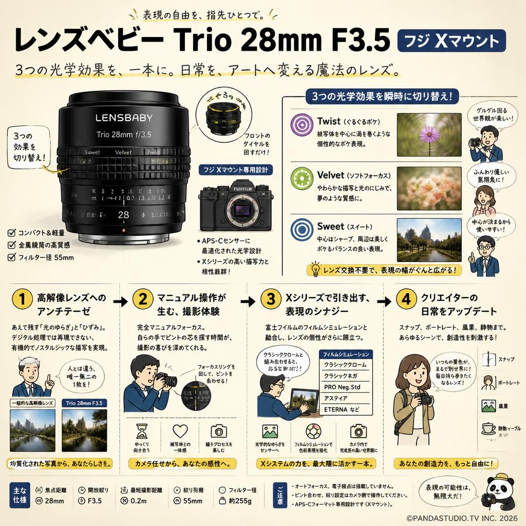 レンズベビー Trio 28mm F3.5フジ Xマウント 概要