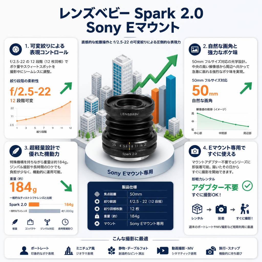 レンズベビー Spark 2.0 Sony Eマウント セールスポイント