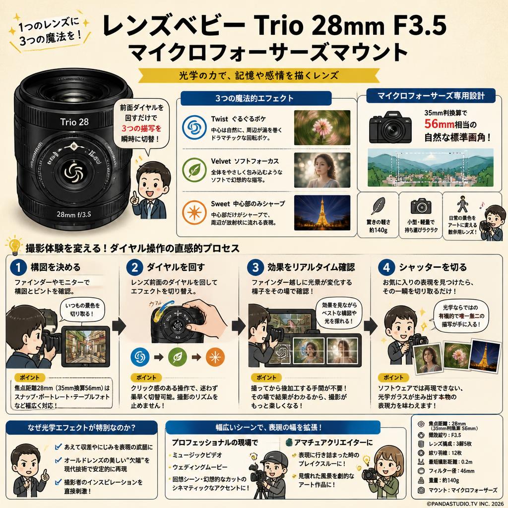 レンズベビー Trio 28mm F3.5 マイクロフォーサーズマウント 概要
