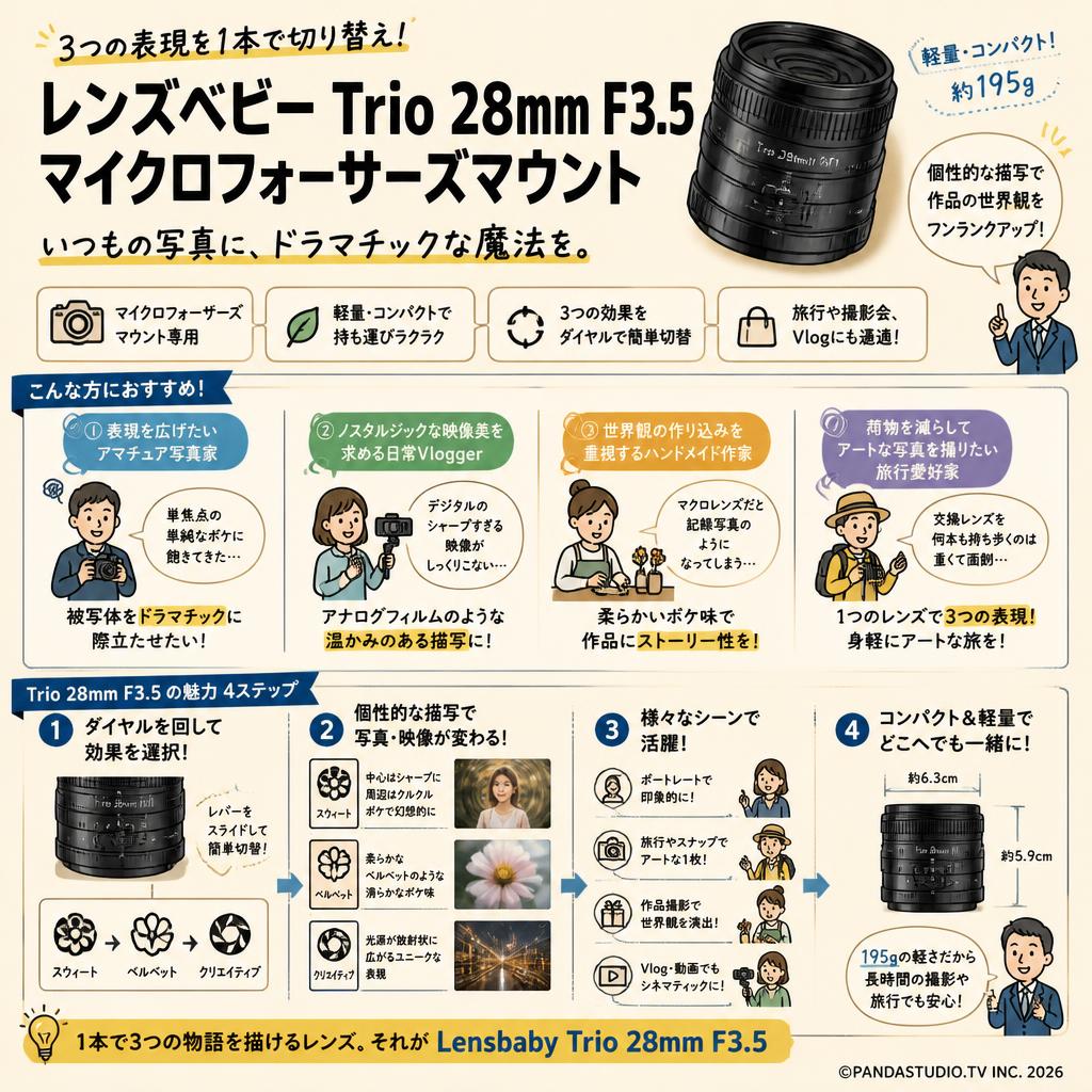レンズベビー Trio 28mm F3.5 マイクロフォーサーズマウント おもな対象のお客様