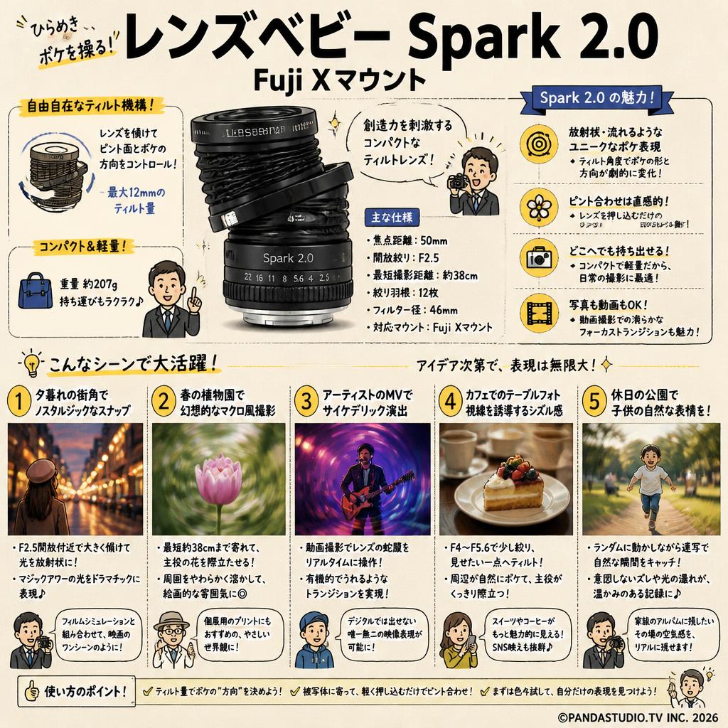 レンズベビー Spark 2.0 Fuji Xマウント 用途