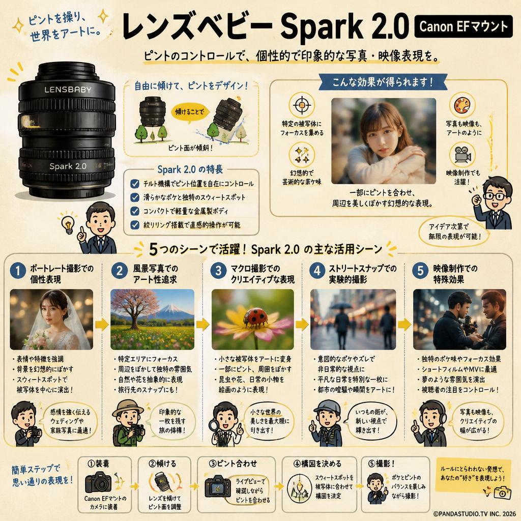 レンズベビー Spark 2.0Canon EFマウント 用途