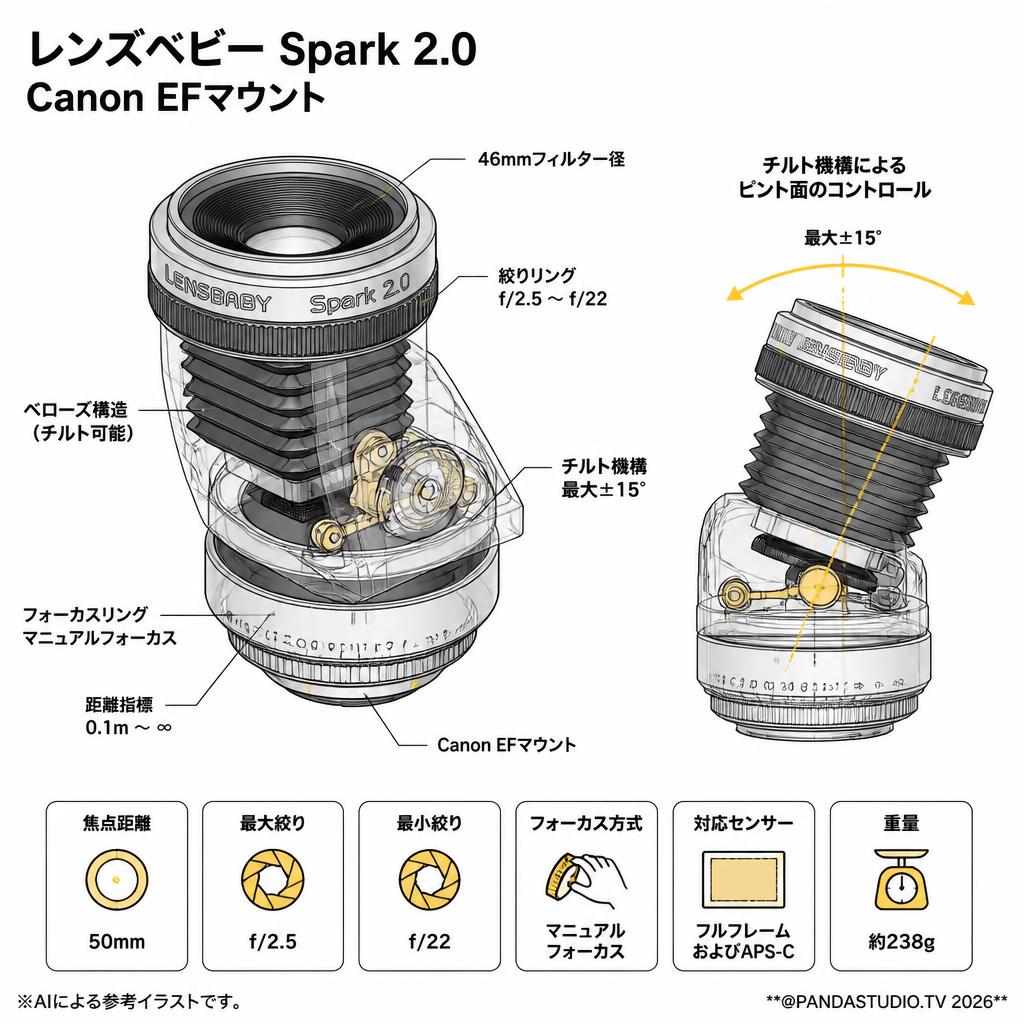 レンズベビー Spark 2.0Canon EFマウント スペック