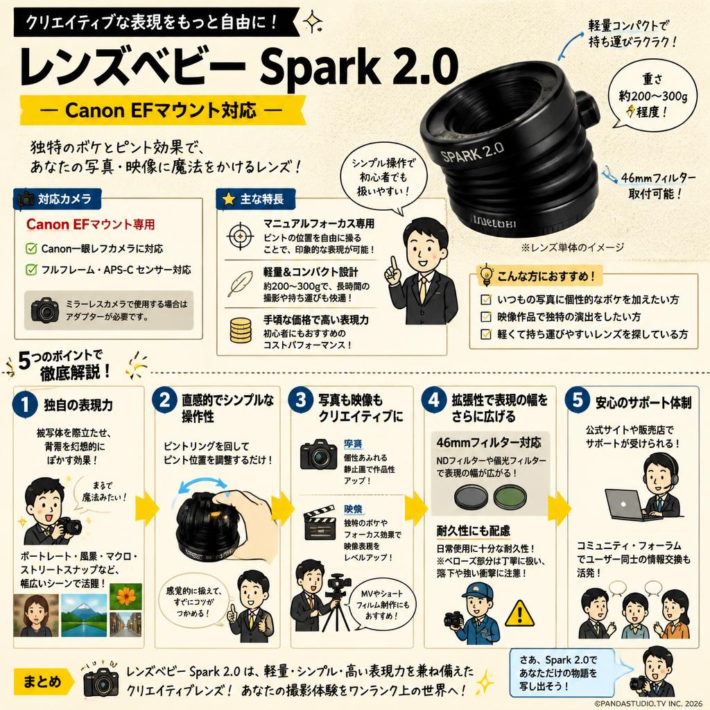 レンズベビー Spark 2.0Canon EFマウント FAQ（よくある質問と答え）