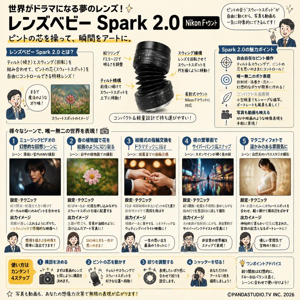 レンズベビー Spark 2.0Nikon Fマウント 用途