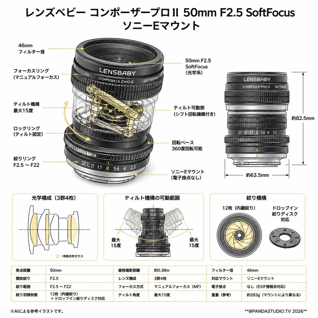 レンズベビー コンポーザープロⅡ  50mm F2.5 SoftFocus ソニーEマウント スペック