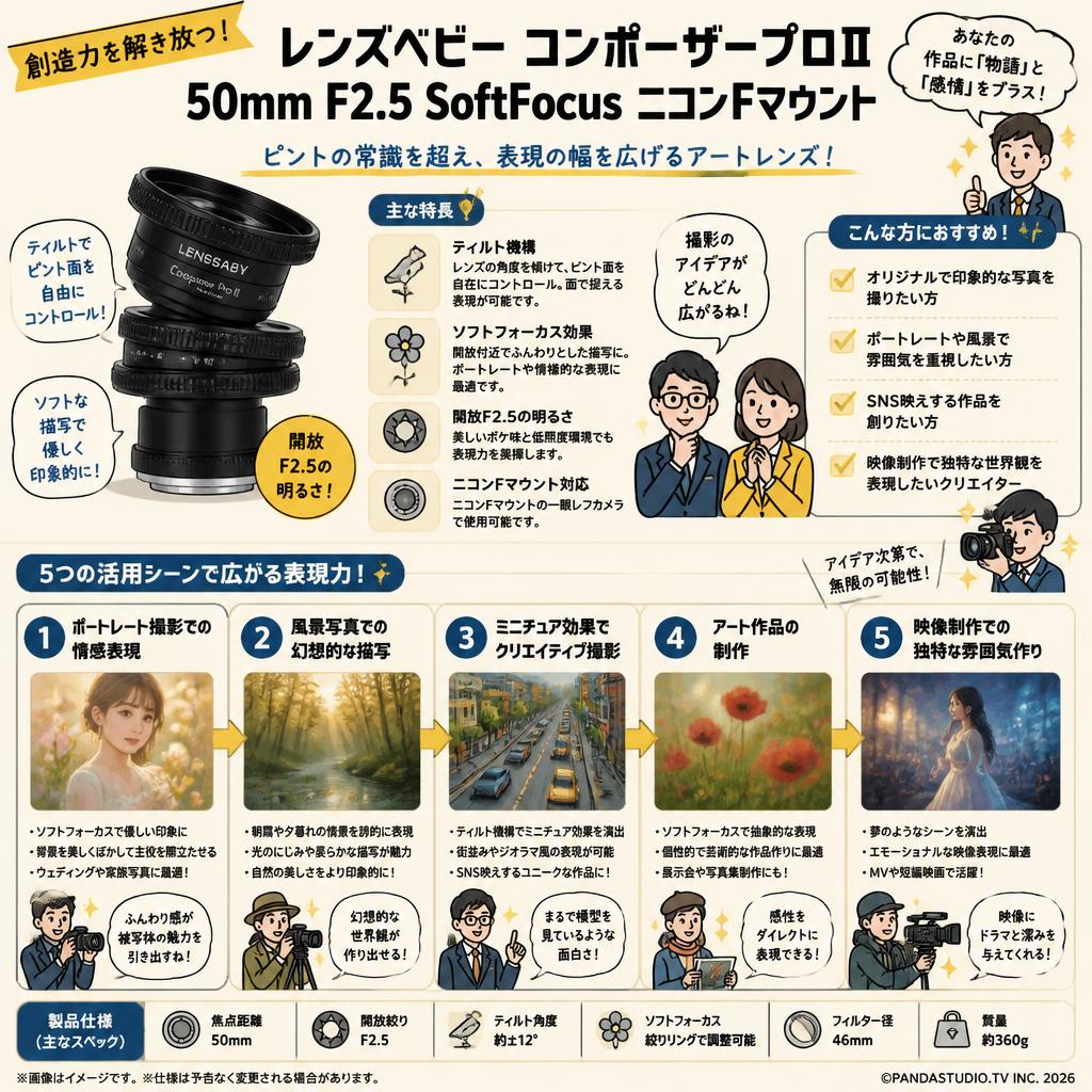 レンズベビー  コンポーザープロⅡ50mm F2.5 SoftFocus ニコンFマウント 用途