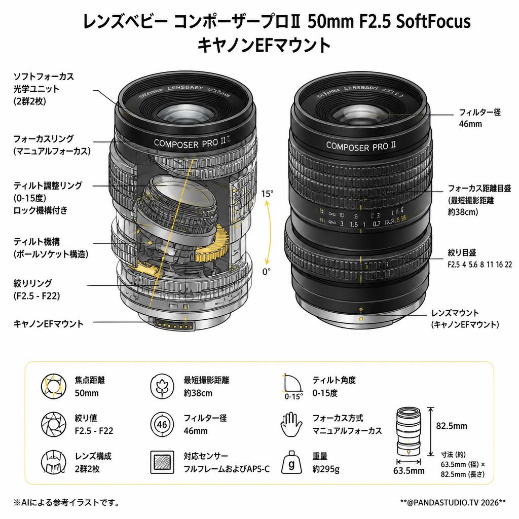 レンズベビー コンポーザープロⅡ 50mm F2.5 SoftFocus  キャノンEFマウント スペック